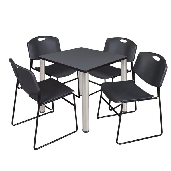 Kee Kee Square Table & Chair Set, Wood, Metal, Polypropylene Top TB3030GYBPCM44BK - main